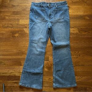 NWOT d. jeans Front Patch Pockets High Rise Flare Recycled Denim Jeans Size 16